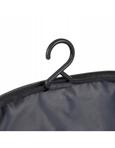 Geanta pentru cosmetice/accesorii baie, Soulima, impermeabila, cu agatatoare, gri, 24.5x13.5x21 cm