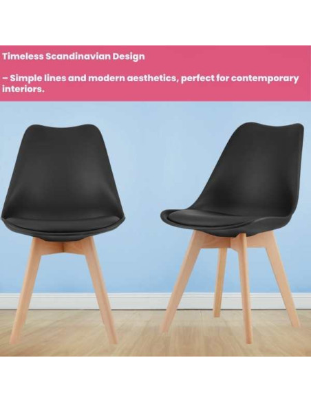 Scaun Mercaton Grosseto, Stil Scandinav cu Picioare din Lemn, Sezut din PP si Perna din Piele Ecologica, Maxim 120 Kg, 49 x 45 x
