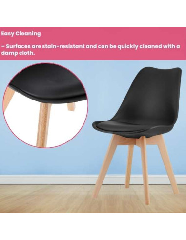 Scaun Mercaton Grosseto, Stil Scandinav cu Picioare din Lemn, Sezut din PP si Perna din Piele Ecologica, Maxim 120 Kg, 49 x 45 x