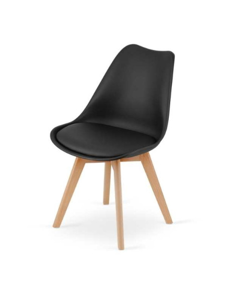 Scaun Mercaton Grosseto, Stil Scandinav cu Picioare din Lemn, Sezut din PP si Perna din Piele Ecologica, Maxim 120 Kg, 49 x 45 x