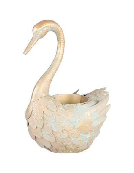 Decoratiune gradina, MagicHome, metalica, gasca, cu ghiveci pentru flori, auriu, 37x19x43 cm