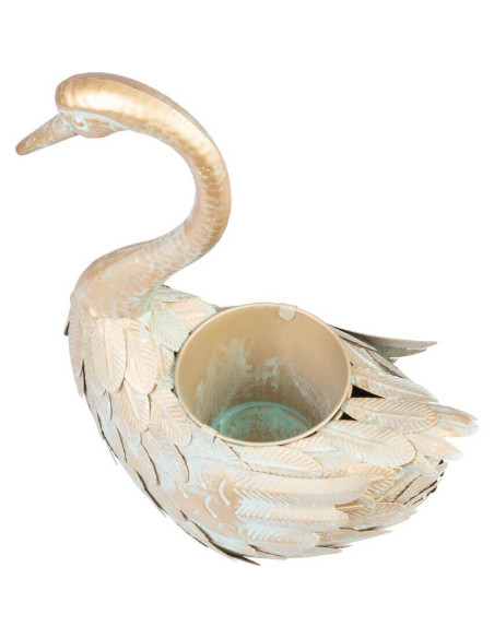 Decoratiune gradina, MagicHome, metalica, gasca, cu ghiveci pentru flori, auriu, 37x19x43 cm