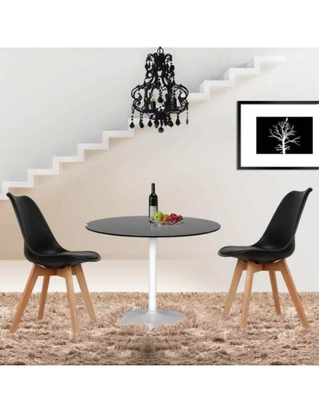 Scaun Mercaton Grosseto, Stil Scandinav cu Picioare din Lemn, Sezut din PP si Perna din Piele Ecologica, Maxim 120 Kg, 49 x 45 x