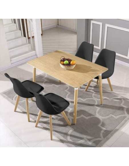 Scaun Mercaton Grosseto, Stil Scandinav cu Picioare din Lemn, Sezut din PP si Perna din Piele Ecologica, Maxim 120 Kg, 49 x 45 x