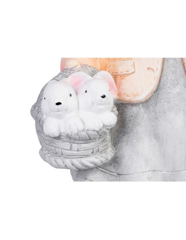 Decoratiune gradina, MagicHome, ceramica, fata cu iepurasi, 25.5x16x50 cm