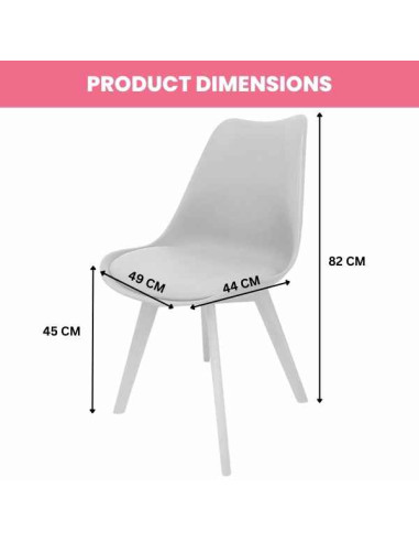 Scaun Mercaton Grosseto, Stil Scandinav cu Picioare din Lemn, Sezut din PP si Perna din Piele Ecologica, Maxim 120 Kg, 49 x 45 x