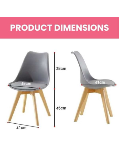 Scaun Mercaton Grosseto, Stil Scandinav cu Picioare din Lemn, Sezut din PP si Perna din Piele Ecologica, Maxim 120 Kg, 49 x 45 x