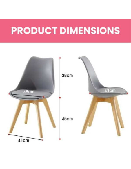 Scaun Mercaton Grosseto, Stil Scandinav cu Picioare din Lemn, Sezut din PP si Perna din Piele Ecologica, Maxim 120 Kg, 49 x 45 x