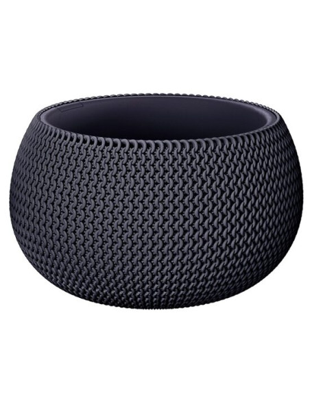 Ghiveci decorativ de flori, Prosperplast, Splofy, rotund, antracit, 23.9x16.1 cm