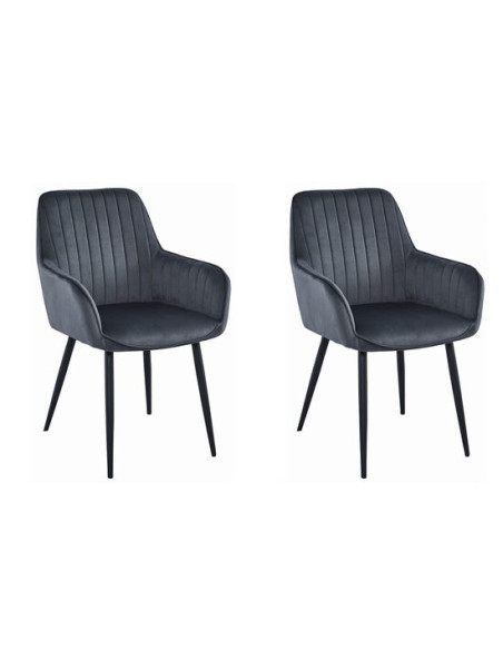 Set 2 scaune bucatarie/living, Artool, Solden, catifea, metal, gri inchis si negru, 55x45.5x83.5 cm