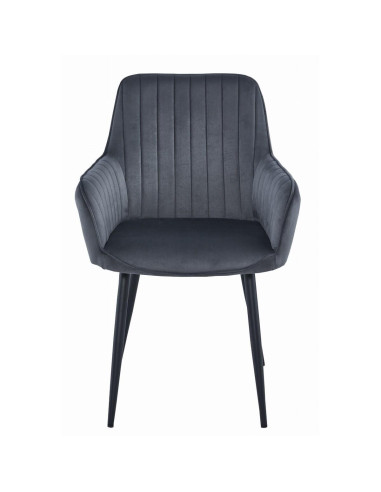 Set 2 scaune bucatarie/living, Artool, Solden, catifea, metal, gri inchis si negru, 55x45.5x83.5 cm