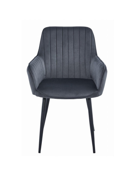 Set 2 scaune bucatarie/living, Artool, Solden, catifea, metal, gri inchis si negru, 55x45.5x83.5 cm