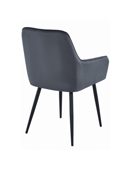 Set 2 scaune bucatarie/living, Artool, Solden, catifea, metal, gri inchis si negru, 55x45.5x83.5 cm
