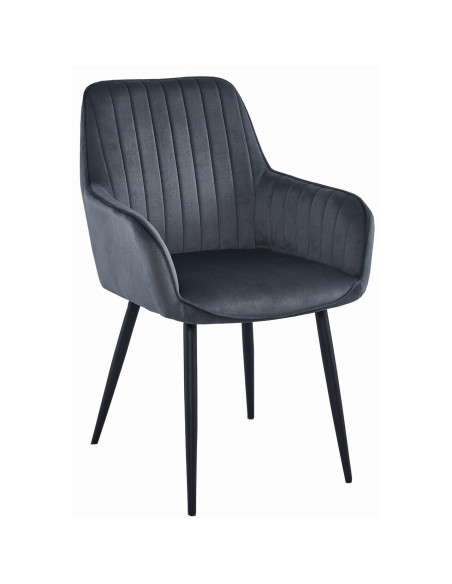 Set 2 scaune bucatarie/living, Artool, Solden, catifea, metal, gri inchis si negru, 55x45.5x83.5 cm