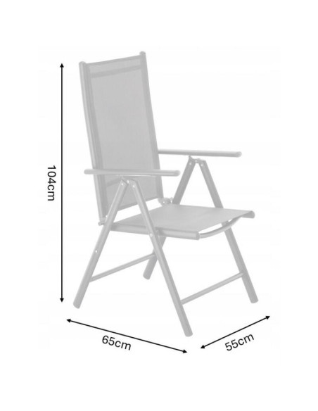 Scaun pentru gradina, pliabil, aluminiu, gri, 65x55x104, Chomik