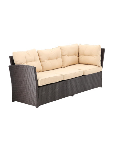 Set mobilier gradina/terasa, poliratan, maro si crem, 1 masa, 2 tabureti, 1 canapea colt, Chomik, Cassy
