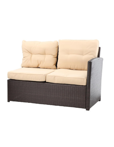 Set mobilier gradina/terasa, poliratan, maro si crem, 1 masa, 2 tabureti, 1 canapea colt, Chomik, Cassy