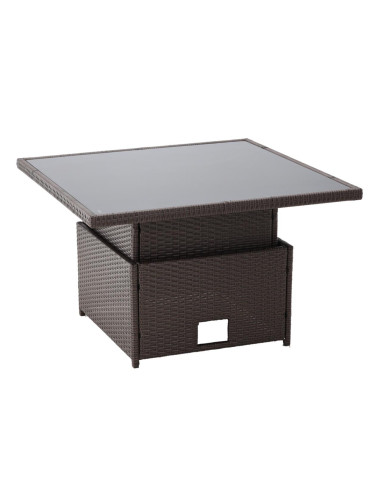 Set mobilier gradina/terasa, poliratan, maro si crem, 1 masa, 2 tabureti, 1 canapea colt, Chomik, Cassy