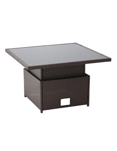 Set mobilier gradina/terasa, poliratan, maro si crem, 1 masa, 2 tabureti, 1 canapea colt, Chomik, Cassy