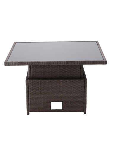Set mobilier gradina/terasa, poliratan, maro si crem, 1 masa, 2 tabureti, 1 canapea colt, Chomik, Cassy