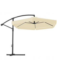 Umbrela gradina/terasa cu LED, Chomik, cu manivela, articulatie tip banana, bej, 300 cm