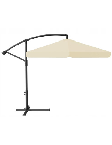 Umbrela gradina/terasa cu LED, Chomik, cu manivela, articulatie tip banana, bej, 300 cm