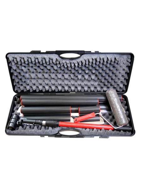 Set 4 gletiere profesionale, inox, 20, 40, 60, 80 cm, adaptor, maner prelungitor 0.73-1.2 m, rola gletuit, geanta, Lanoliv