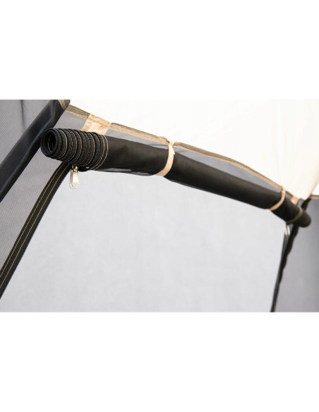Pavilion tip cort pentru gradina, cadru otel, plasa poliester, bej si gri, 3.60x3.60x2.35 m, Jumi