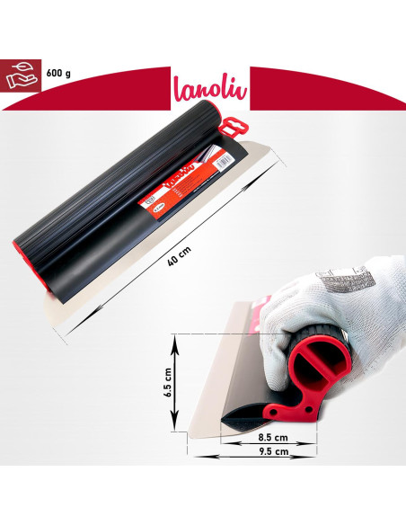 Gletiera profesionala, inox, 40 cm x 0.3 mm, Lanoliv