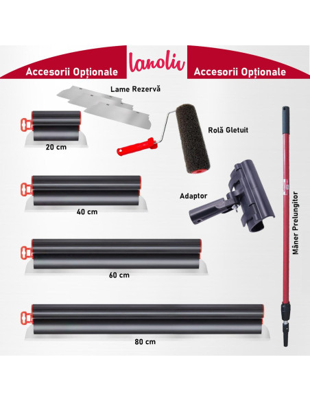 Gletiera profesionala, inox, 40 cm x 0.3 mm, Lanoliv