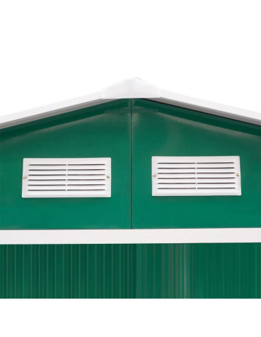 Casuta/magazie/sopron de gradina pentru depozitare unelte, cu structura baza inclusa, otel si PP, verde, 277x195x192 cm