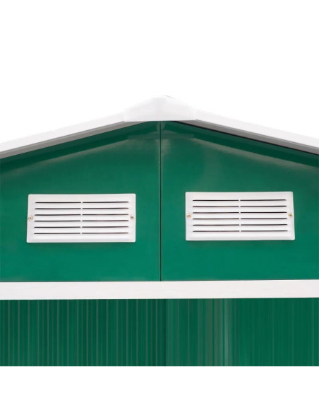 Casuta/magazie/sopron de gradina pentru depozitare unelte, cu structura baza inclusa, otel si PP, verde, 277x195x192 cm