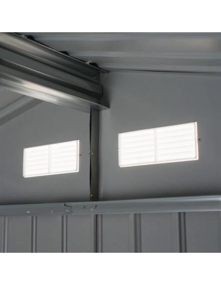 Casuta/magazie/sopron de gradina pentru depozitare unelte, cu structura baza inclusa, otel si PP, verde, 277x195x192 cm