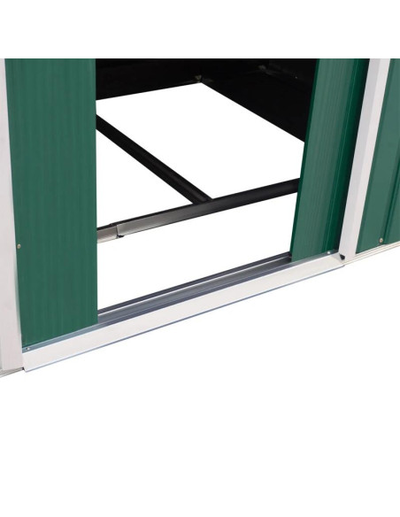 Casuta/magazie/sopron de gradina pentru depozitare unelte, cu structura baza inclusa, otel si PP, verde, 277x195x192 cm
