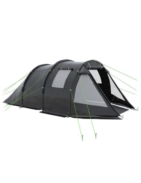 Cort camping, 3-4 persoane, impermeabil, cu vestibul, negru, 475x264x172 cm