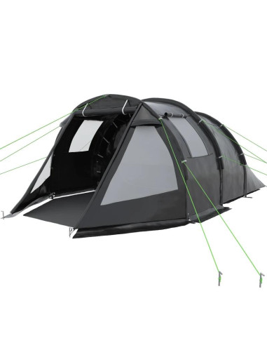 Cort camping, 3-4 persoane, impermeabil, cu vestibul, negru, 475x264x172 cm