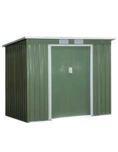 Casuta/magazie/sopron de gradina pentru depozitare unelte, cu structura baza inclusa, otel, verde, 213x130x173 cm