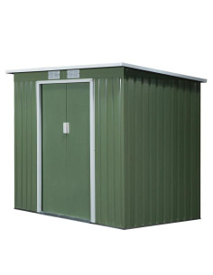 Casuta/magazie/sopron de gradina pentru depozitare unelte, cu structura baza inclusa, otel, verde, 213x130x173 cm 2