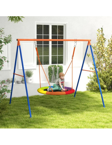 Complex de joaca, leagan tip cuib de barza, material Oxford, multicolor, 196x172x180 cm
