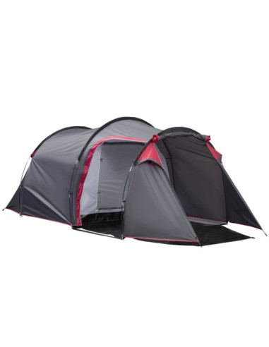 Cort camping, 2 persoane, impermeabil, cu vestibul, geanta, gri, 426x206x154 cm