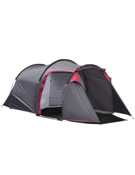Cort camping, 2 persoane, impermeabil, cu vestibul, geanta, gri, 426x206x154 cm
