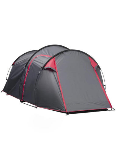 Cort camping, 2 persoane, impermeabil, cu vestibul, geanta, gri, 426x206x154 cm