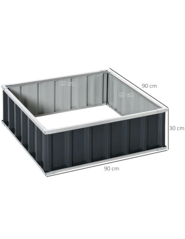 Pat/strat inaltat pentru flori, legume, din otel, gri inchis, 90x90x30 cm