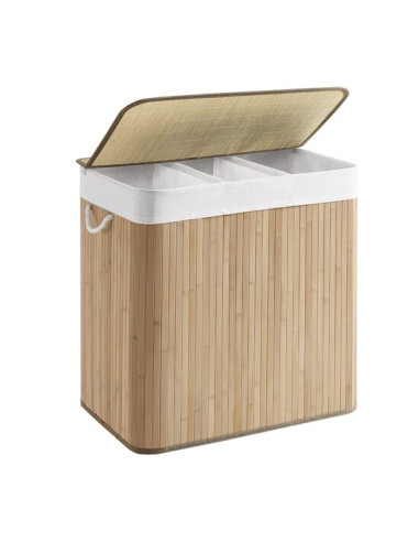 Cos rufe, 3 compartimente, bambus, natur, 150 L, 60x40x61.5 cm, Artool