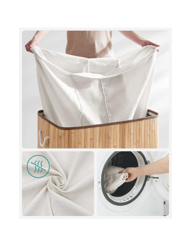 Cos rufe, 3 compartimente, bambus, natur, 150 L, 60x40x61.5 cm, Artool