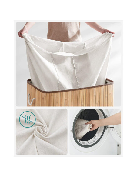 Cos rufe, 3 compartimente, bambus, natur, 150 L, 60x40x61.5 cm, Artool