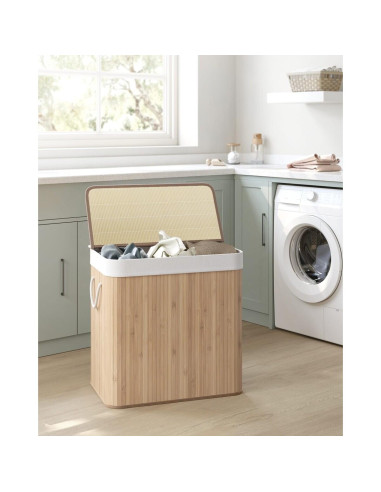 Cos rufe, 3 compartimente, bambus, natur, 150 L, 60x40x61.5 cm, Artool