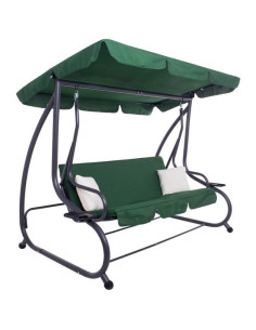 Balansoar gradina, Springos, 3 locuri, verde, 194x122x167-200 cm, functie pat, max 280 kg, Venetia