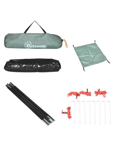 Cort camping, 2 persoane, cu geanta, verde, 206x185x120 cm