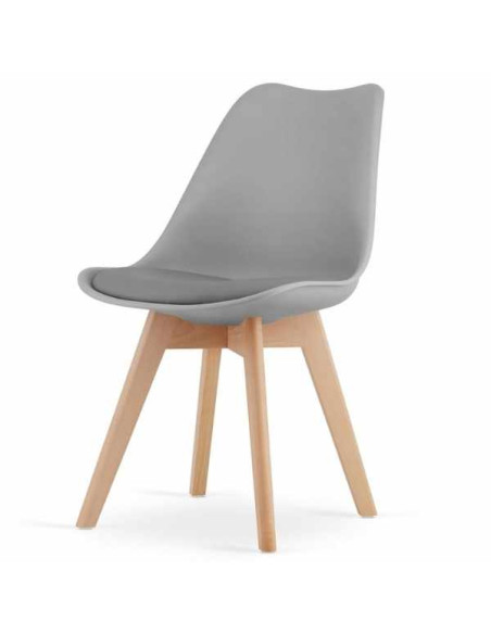 Scaun Mercaton Grosseto, Stil Scandinav cu Picioare din Lemn, Sezut din PP si Perna din Piele Ecologica, Maxim 120 Kg, 49 x 45 x